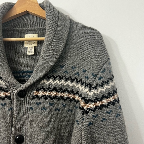 Dockers Men's M Gray Fair Isle Wool Button Down Cardigan Sweater Academia Preppy - Picture 3 of 10
